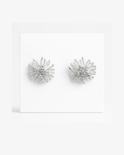 Silver star earrings with pearl