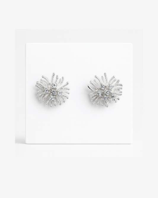 Silver star earrings with pearl