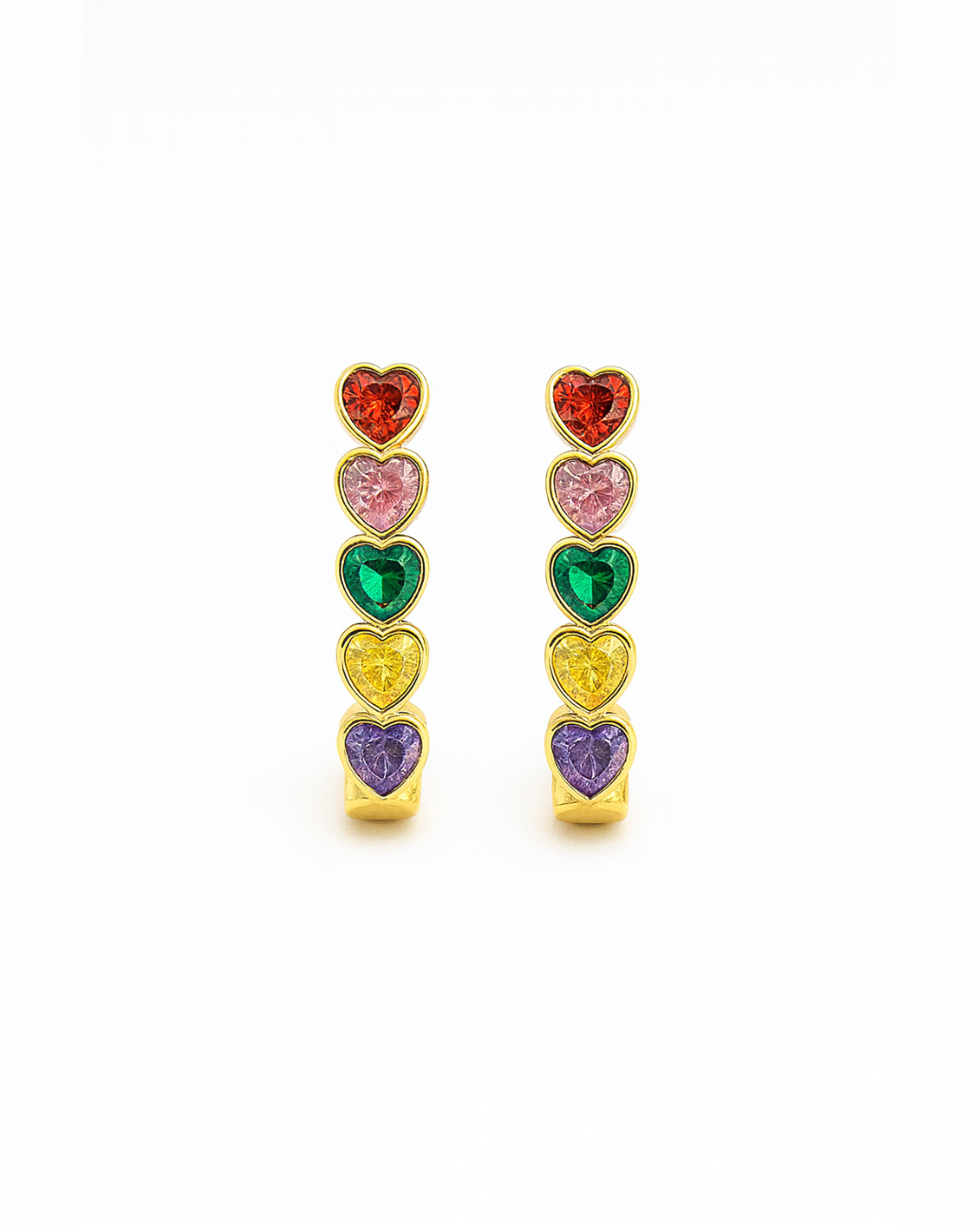 Multi colour heart hoops - Anti Tarnish
