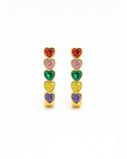 Multi colour heart hoops - Anti Tarnish