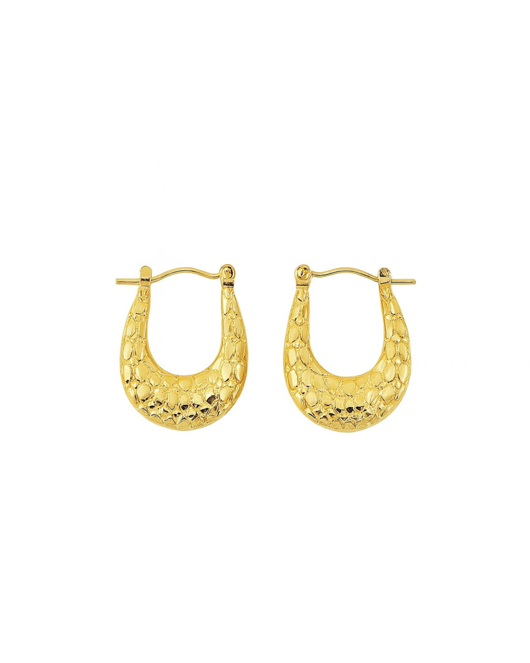Golden oval textured hoops - Anti tarnish