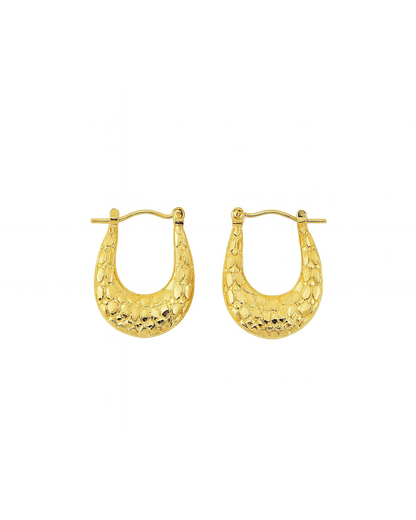 Golden oval textured hoops - Anti tarnish